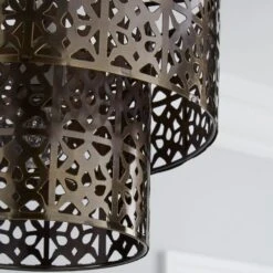 Cut Out 2 Tier Antique Brass Easy Fit Pendant Shade -Lighting Sale Store 1000011025 alt02