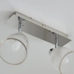 Bremont 2 Light Ribbed Glass Bathroom Semi Flush Spotlight Bar -Lighting Sale Store 1000157769 alt03