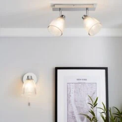 Bremont 2 Light Ribbed Glass Bathroom Semi Flush Spotlight Bar -Lighting Sale Store 1000157769 alt08