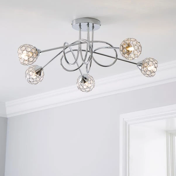 Portia 5 Light Semi Flush Ceiling Light 1 Portia 5 Light Semi Flush Ceiling Light