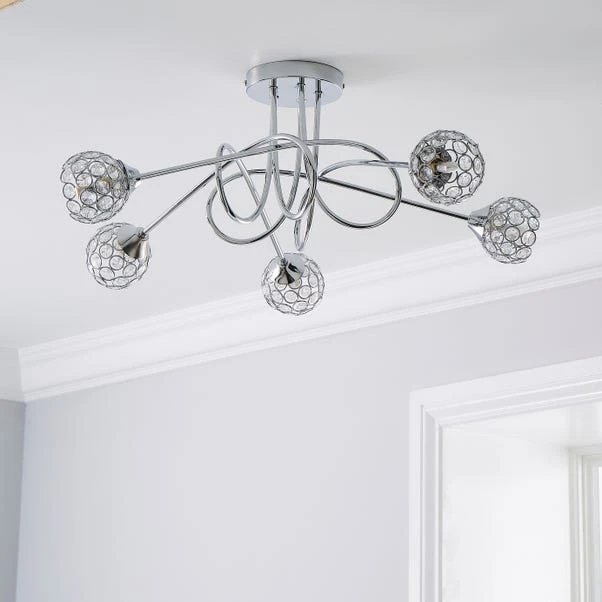 Portia 5 Light Semi Flush Ceiling Light 2 Portia 5 Light Semi Flush Ceiling Light - Image 2