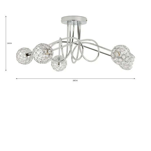 Portia 5 Light Semi Flush Ceiling Light 6 Portia 5 Light Semi Flush Ceiling Light - Image 6