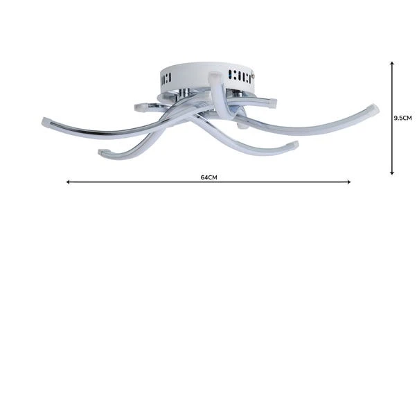 Layla 5 Light Integrated LED Chrome Flush Ceiling Light 5 Layla 5 Light Integrated LED Chrome Flush Ceiling Light - Image 5