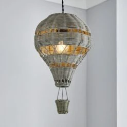 Hot Air Balloon Rattan Easy Fit Pendant Shade -Lighting Sale Store 30766259