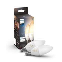 Set Of 2 Philips HUE Smart 4W SES LED Tunable Luster Bulbs