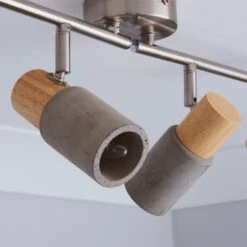 Inka 4 Light Concrete Wood Effect Semi Flush Spotlight Bar -Lighting Sale Store 30856971 alt02