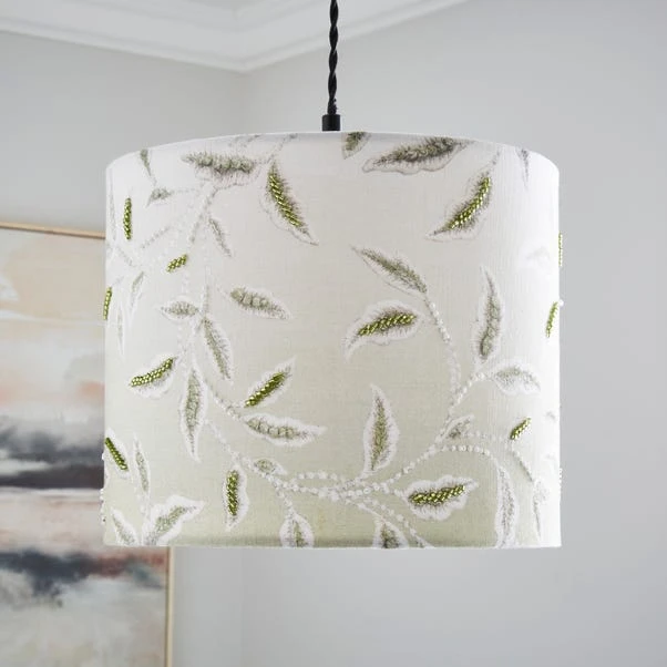 Green Leaf Embroidered Lamp Shade 1 Green Leaf Embroidered Lamp Shade