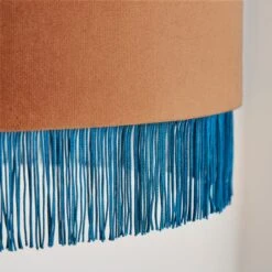 Fringed Velvet Drum Lamp Shade -Lighting Sale Store 30870757 alt02