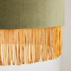 Fringed Velvet Drum Lamp Shade -Lighting Sale Store 30870758 alt02