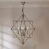 Sirius Antique Silver Metal 4 Light Cube Pendant Light