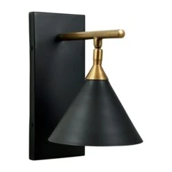 Zeta Matt Black And Antique Brass Wall Light -Lighting Sale Store 30909462 alt02