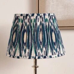 Izara Ikat Patterned Gathered Tapered Lamp Shade -Lighting Sale Store 30909524