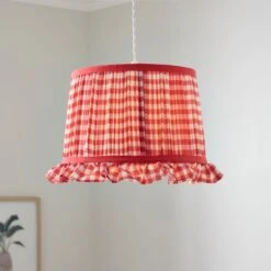 Carys Frilled Gingham Drum Lamp Shade 30 Carys Frilled Gingham Drum Lamp Shade -Lighting Sale Store 30923634