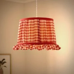 Carys Frilled Gingham Drum Lamp Shade 31 Carys Frilled Gingham Drum Lamp Shade -Lighting Sale Store 30923634 alt01