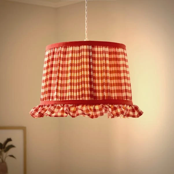 Carys Frilled Gingham Drum Lamp Shade 12 Carys Frilled Gingham Drum Lamp Shade - Image 12