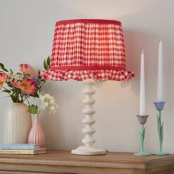 Carys Frilled Gingham Drum Lamp Shade 33 Carys Frilled Gingham Drum Lamp Shade -Lighting Sale Store 30923634 alt03