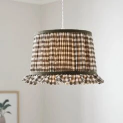 Carys Frilled Gingham Drum Lamp Shade 25 Carys Frilled Gingham Drum Lamp Shade -Lighting Sale Store 30923635