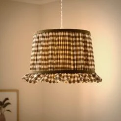 Carys Frilled Gingham Drum Lamp Shade 26 Carys Frilled Gingham Drum Lamp Shade -Lighting Sale Store 30923635 alt01
