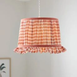 Lighting Sale Store 6 Carys Frilled Gingham Drum Lamp Shade