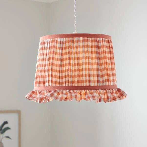 Carys Frilled Gingham Drum Lamp Shade 1 Carys Frilled Gingham Drum Lamp Shade