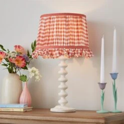 Carys Frilled Gingham Drum Lamp Shade 23 Carys Frilled Gingham Drum Lamp Shade -Lighting Sale Store 30923636 alt03
