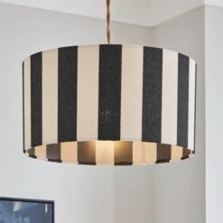 Beatrice Stripe Shallow Drum Lamp Shade -Lighting Sale Store 30923659