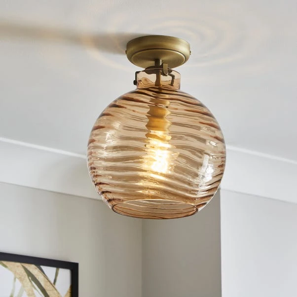 Amber Wave Semi Flush Ceiling Light 1 Amber Wave Semi Flush Ceiling Light
