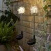Set Of 2 Solar Metal Flower Stake Lights