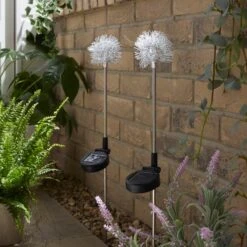 Set Of 2 Solar Metal Flower Stake Lights -Lighting Sale Store 30925227 alt01