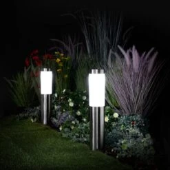 Set Of 2 Frosted LED Bollards
